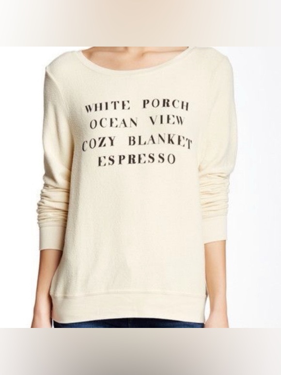 Vintage Wildfox Baggy Beach Jumper Cream Long Sleeve Top